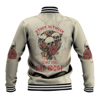 Stuck Between Idk Idc And Idgaf Skull Baseball Jacket - Wonder Print Shop