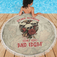 Stuck Between Idk Idc And Idgaf Skull Beach Blanket - Wonder Print Shop
