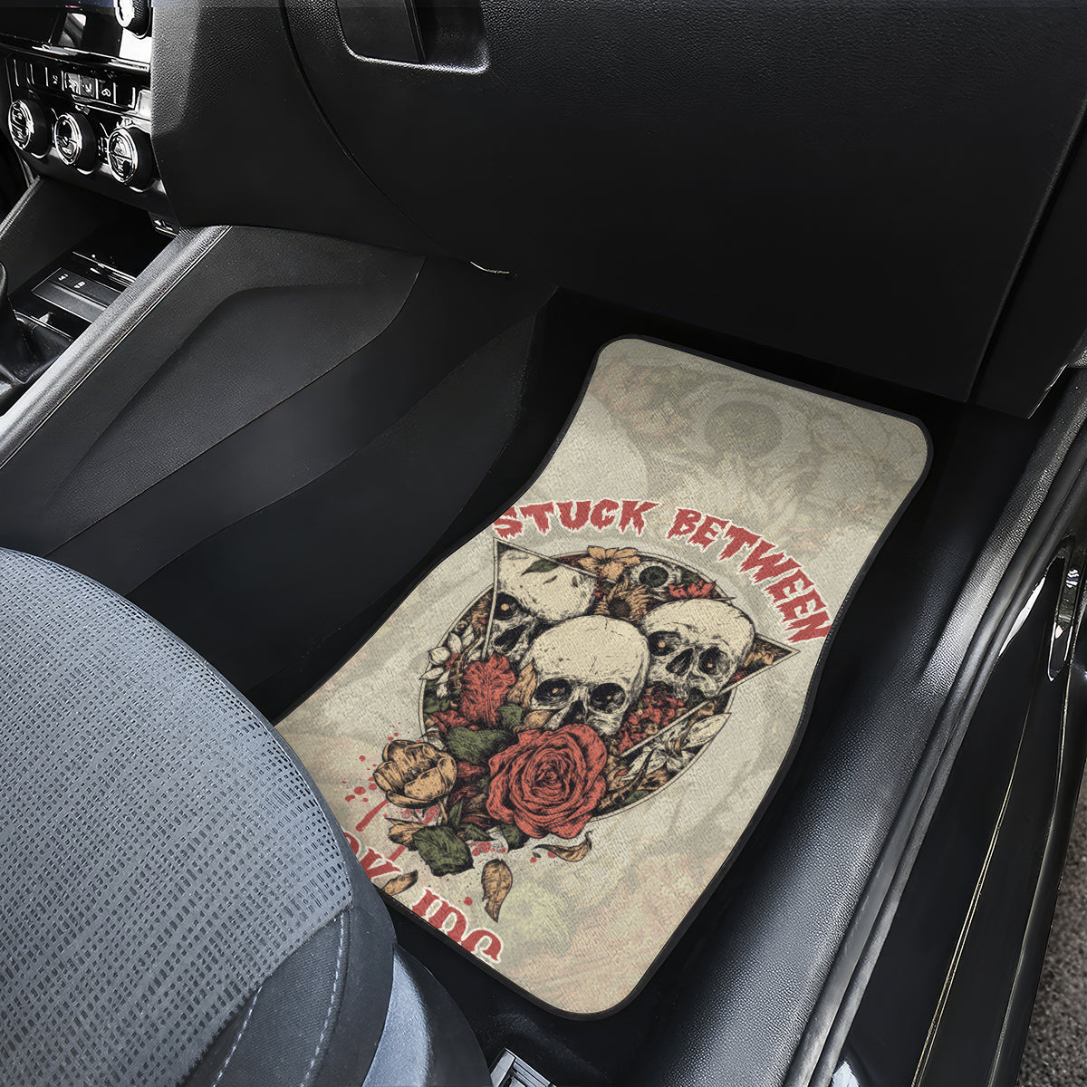 Stuck Between Idk Idc And Idgaf Skull Car Mats - Wonder Print Shop
