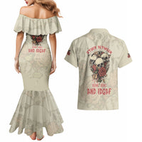 Stuck Between Idk Idc And Idgaf Skull Couples Matching Mermaid Dress and Hawaiian Shirt - Wonder Print Shop