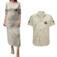 Stuck Between Idk Idc And Idgaf Skull Couples Matching Puletasi Dress and Hawaiian Shirt - Wonder Print Shop
