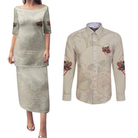 Stuck Between Idk Idc And Idgaf Skull Couples Matching Puletasi Dress and Long Sleeve Button Shirt - Wonder Print Shop