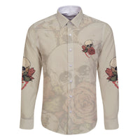 Stuck Between Idk Idc And Idgaf Skull Family Matching Off Shoulder Long Sleeve Dress and Hawaiian Shirt - Wonder Print Shop