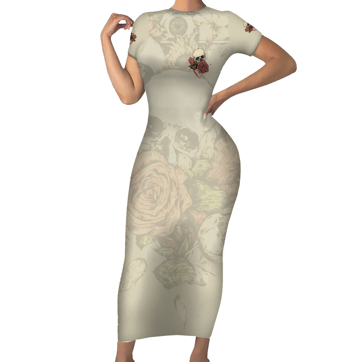 Stuck Between Idk Idc And Idgaf Skull Family Matching Short Sleeve Bodycon Dress and Hawaiian Shirt - Wonder Print Shop