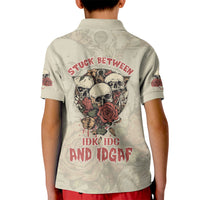 Stuck Between Idk Idc And Idgaf Skull Kid Polo Shirt - Wonder Print Shop