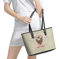 Stuck Between Idk Idc And Idgaf Skull Leather Tote Bag - Wonder Print Shop