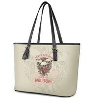 Stuck Between Idk Idc And Idgaf Skull Leather Tote Bag - Wonder Print Shop