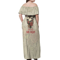 Stuck Between Idk Idc And Idgaf Skull Off Shoulder Maxi Dress - Wonder Print Shop