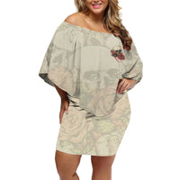 Stuck Between Idk Idc And Idgaf Skull Off Shoulder Short Dress - Wonder Print Shop