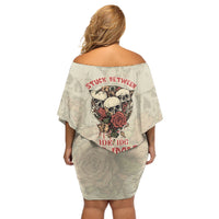Stuck Between Idk Idc And Idgaf Skull Off Shoulder Short Dress - Wonder Print Shop