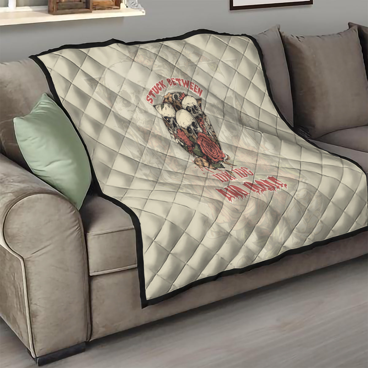 Stuck Between Idk Idc And Idgaf Skull Quilt - Wonder Print Shop