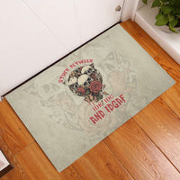 Stuck Between Idk Idc And Idgaf Skull Rubber Doormat - Wonder Print Shop
