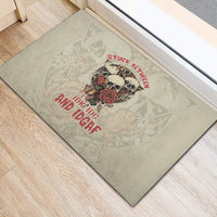 Stuck Between Idk Idc And Idgaf Skull Rubber Doormat - Wonder Print Shop
