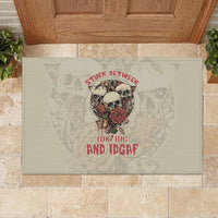 Stuck Between Idk Idc And Idgaf Skull Rubber Doormat - Wonder Print Shop