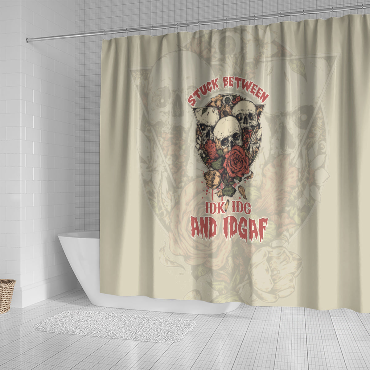 stuck-between-idk-idc-and-idgaf-skull-shower-curtain
