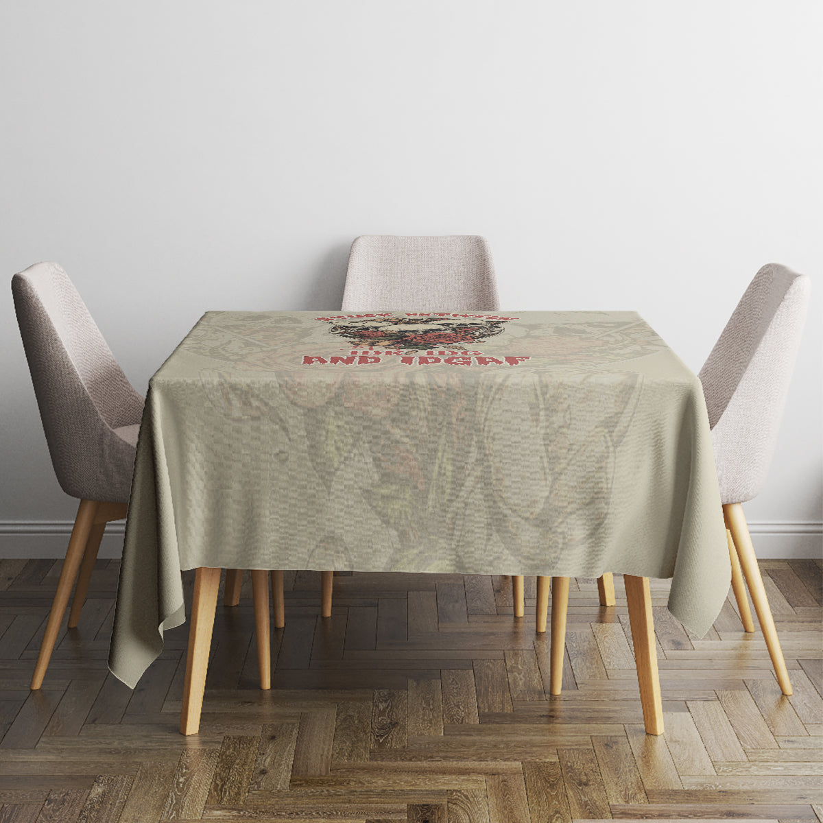 Stuck Between Idk Idc And Idgaf Skull Tablecloth - Wonder Print Shop