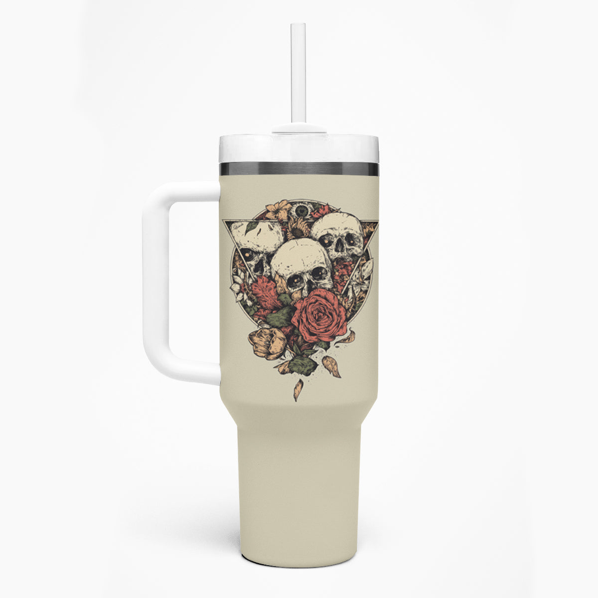 Stuck Between Idk Idc And Idgaf Skull Tumbler With Handle - Wonder Print Shop
