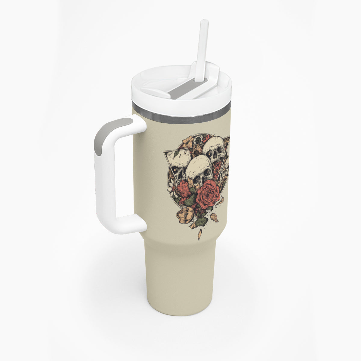 Stuck Between Idk Idc And Idgaf Skull Tumbler With Handle - Wonder Print Shop