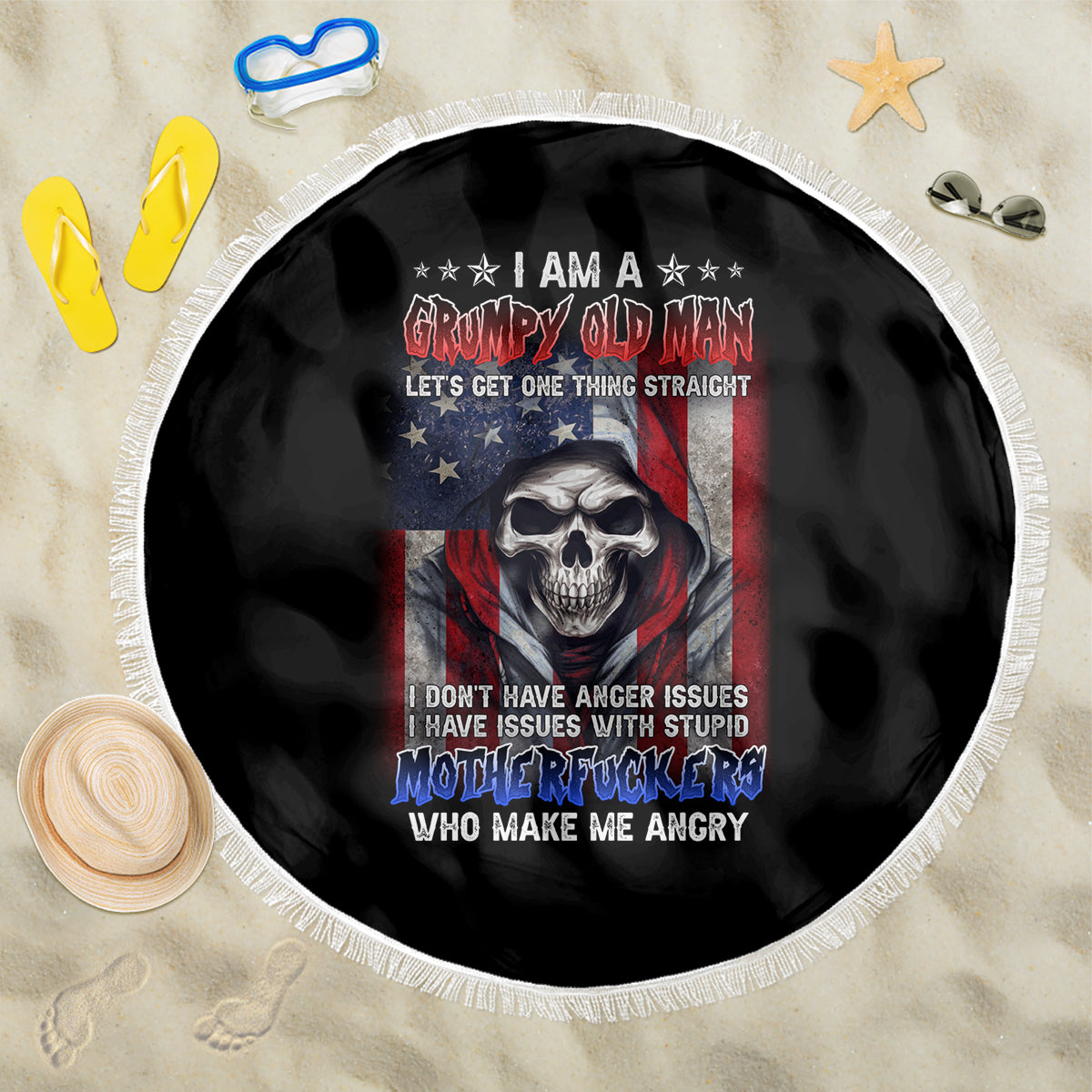 I Am A Grumpy Old Man Beach Blanket - Wonder Print Shop