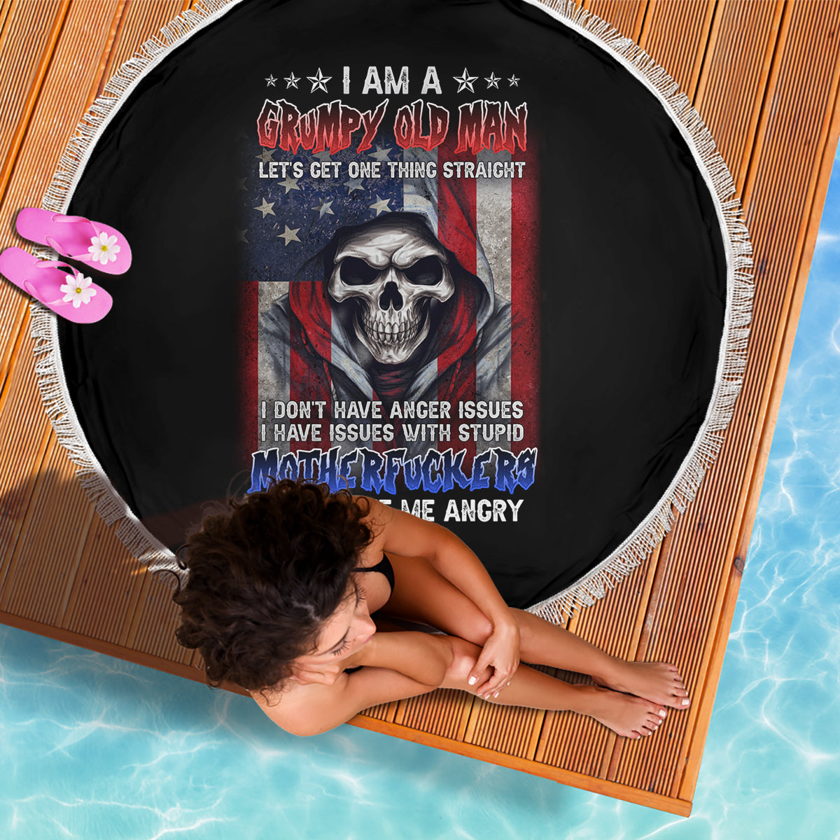 I Am A Grumpy Old Man Beach Blanket - Wonder Print Shop
