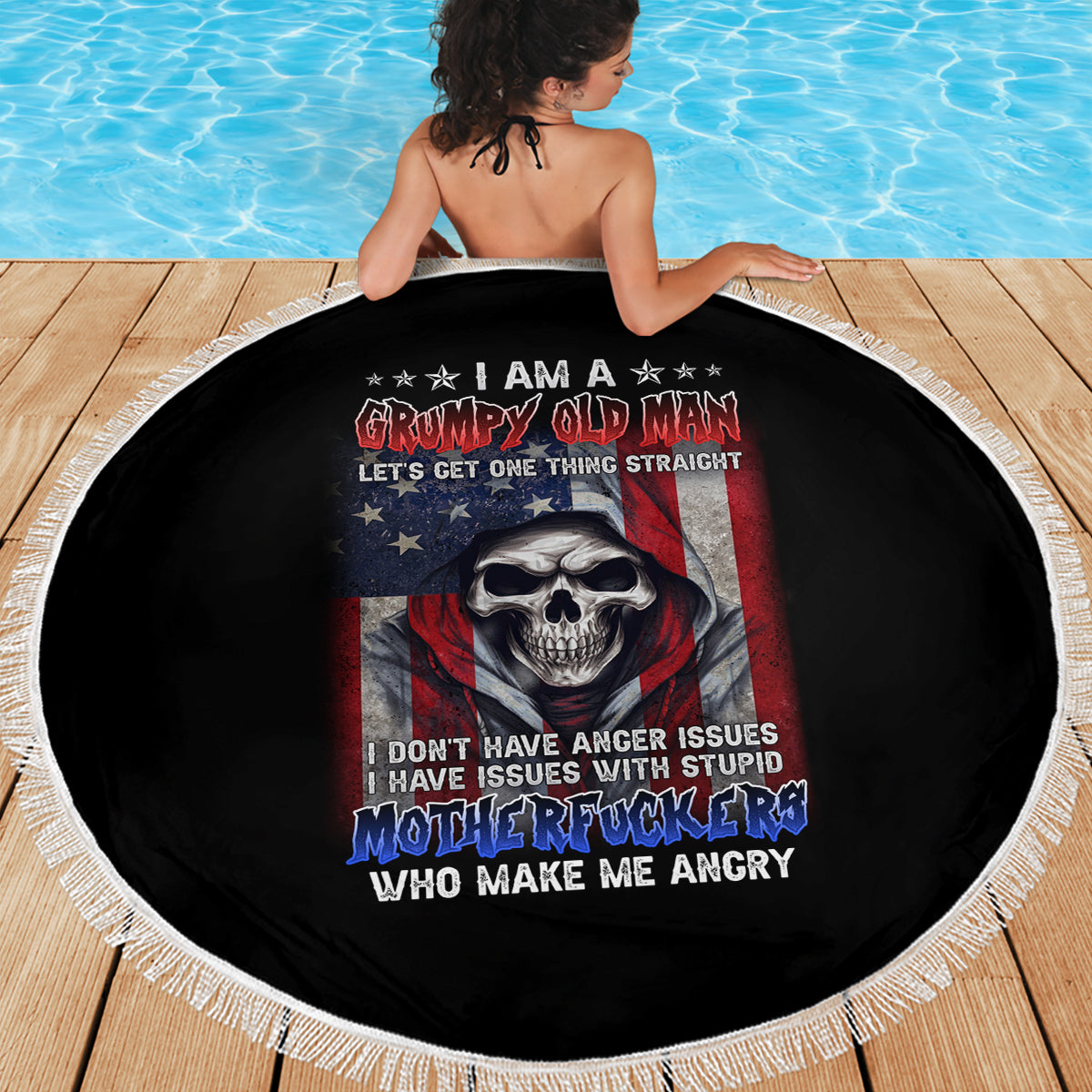I Am A Grumpy Old Man Beach Blanket - Wonder Print Shop