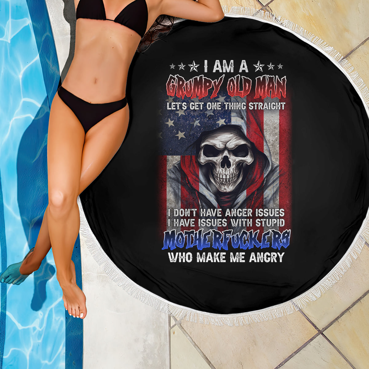 I Am A Grumpy Old Man Beach Blanket - Wonder Print Shop