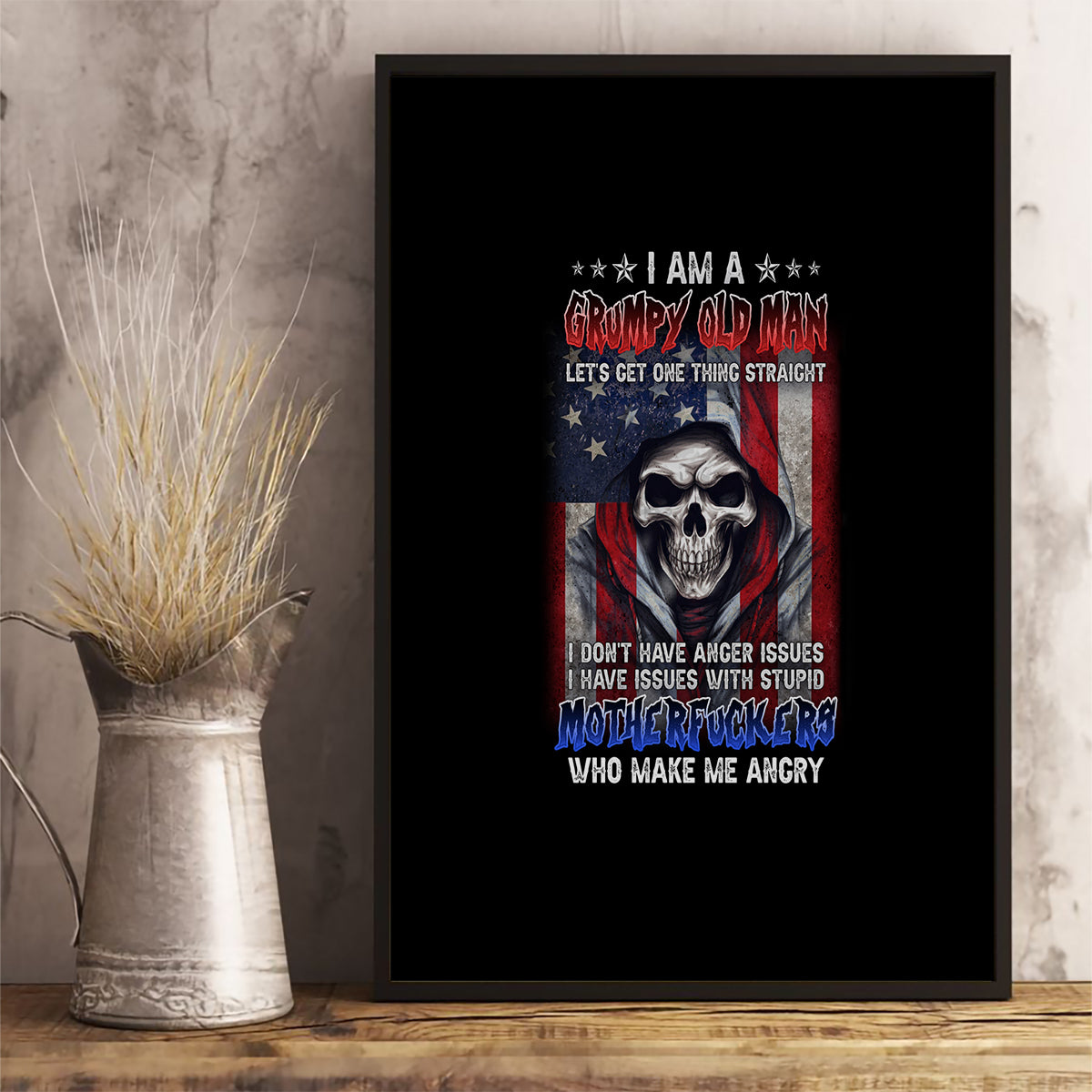 I Am A Grumpy Old Man Canvas Wall Art - Wonder Print Shop