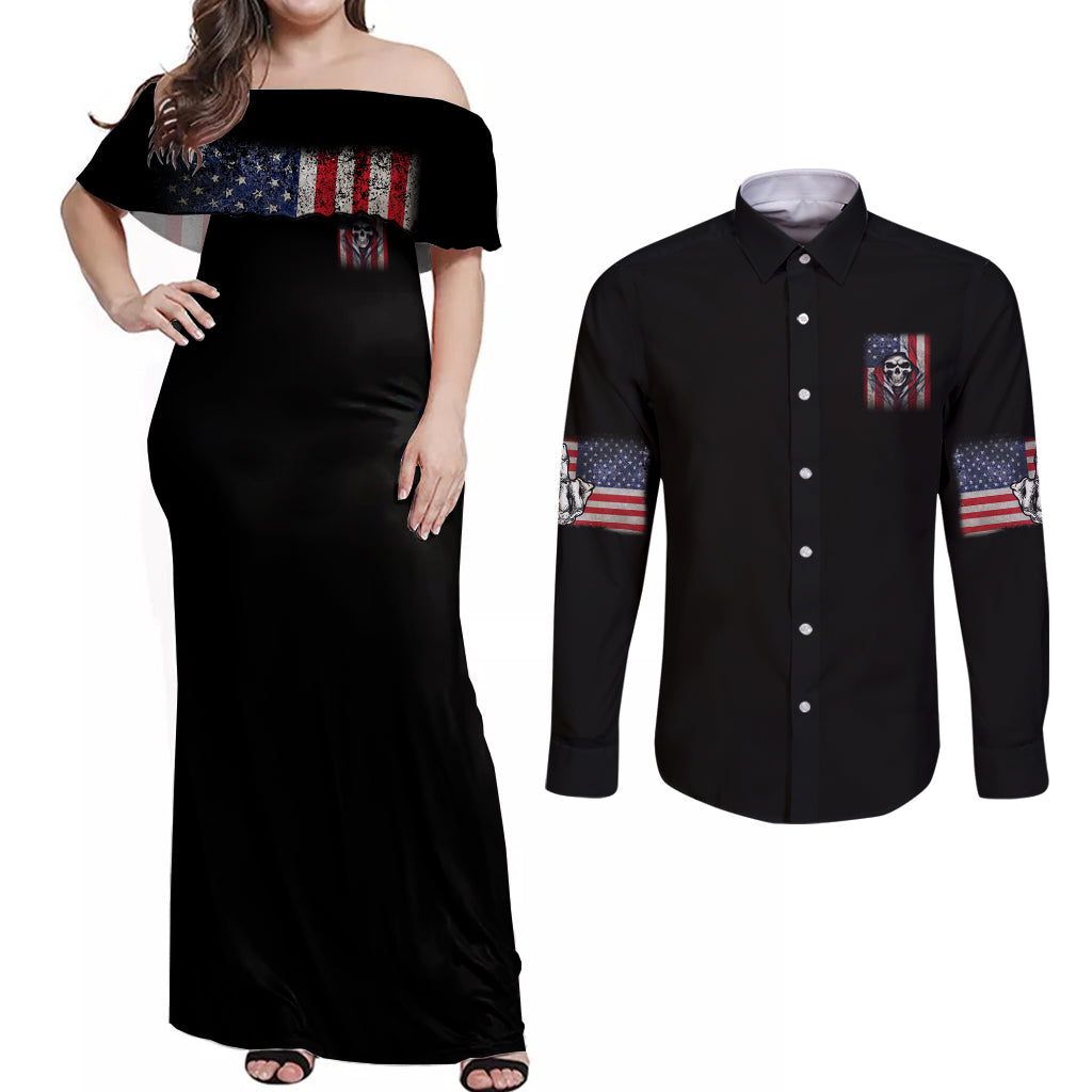 I Am A Grumpy Old Man Couples Matching Off Shoulder Maxi Dress and Long Sleeve Button Shirt - Wonder Print Shop