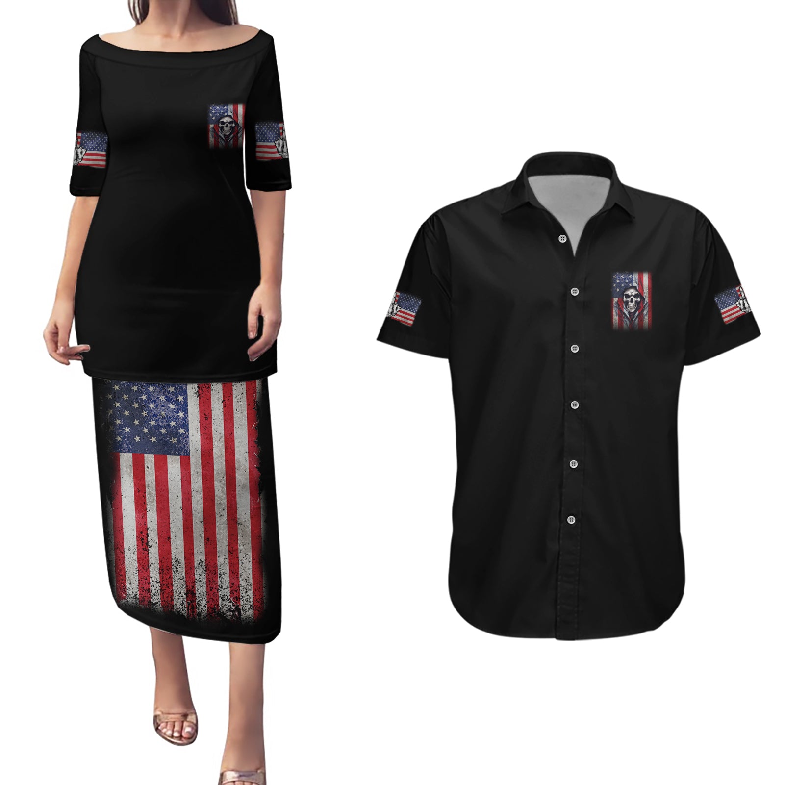 I Am A Grumpy Old Man Couples Matching Puletasi Dress and Hawaiian Shirt - Wonder Print Shop