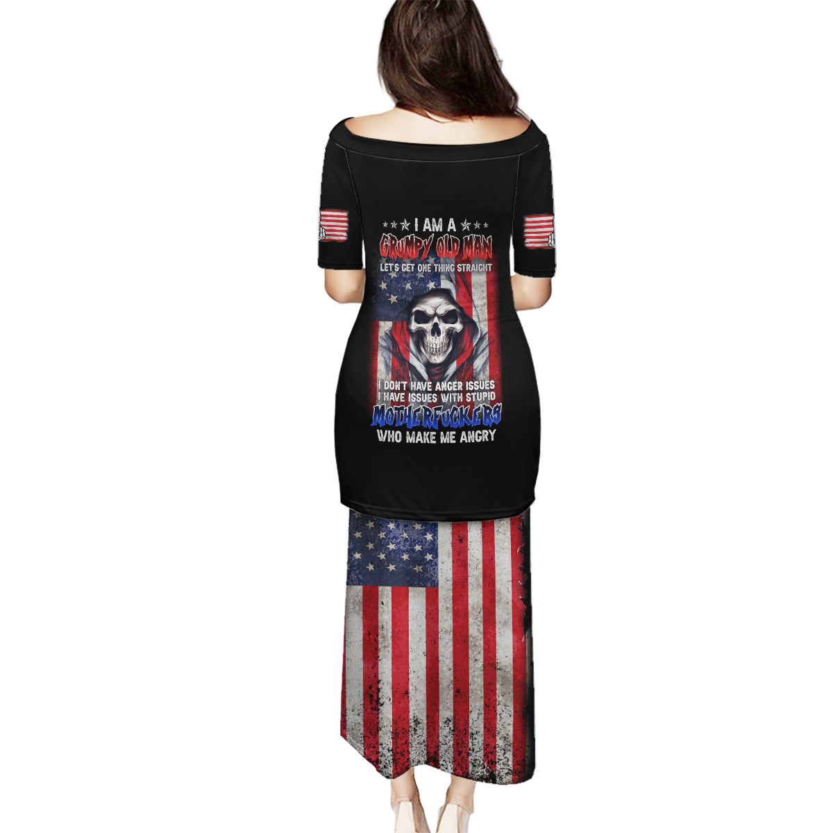 I Am A Grumpy Old Man Family Matching Puletasi Dress and Hawaiian Shirt - Wonder Print Shop