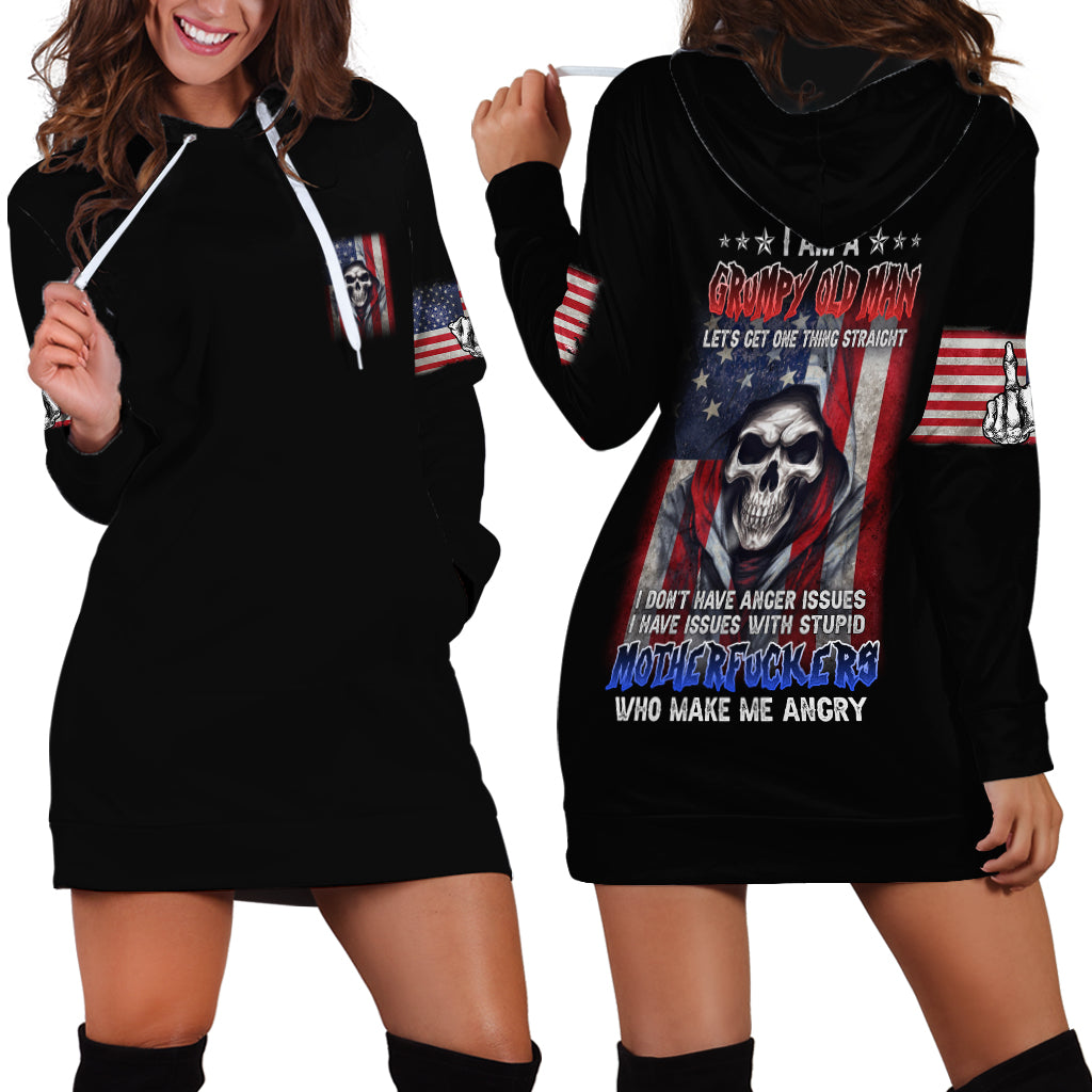 I Am A Grumpy Old Man Hoodie Dress - Wonder Print Shop