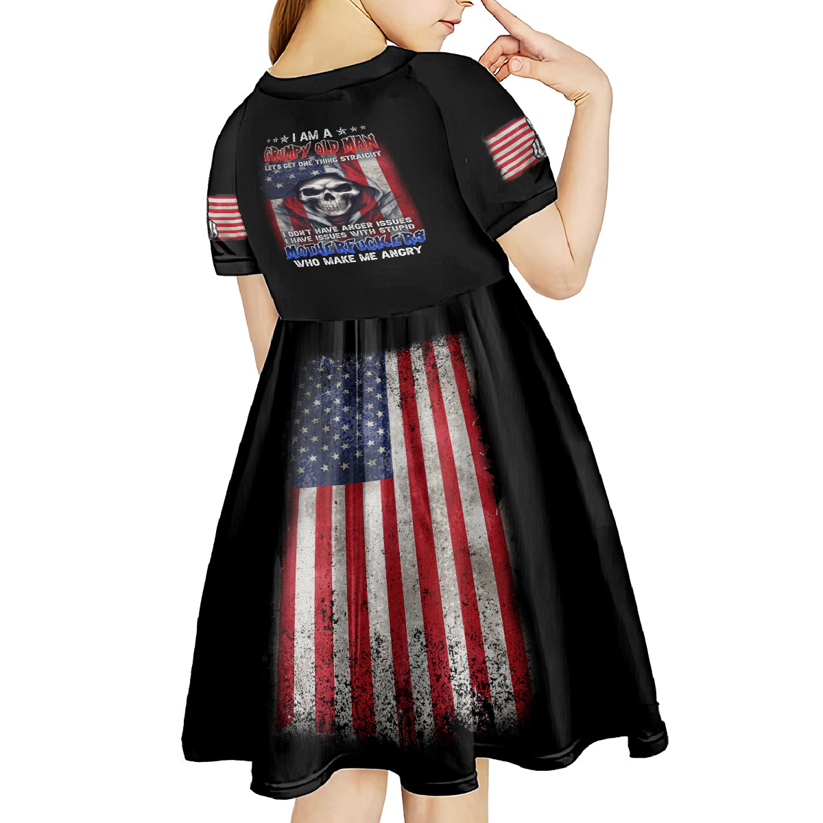 I Am A Grumpy Old Man Kid Short Sleeve Dress - Wonder Print Shop