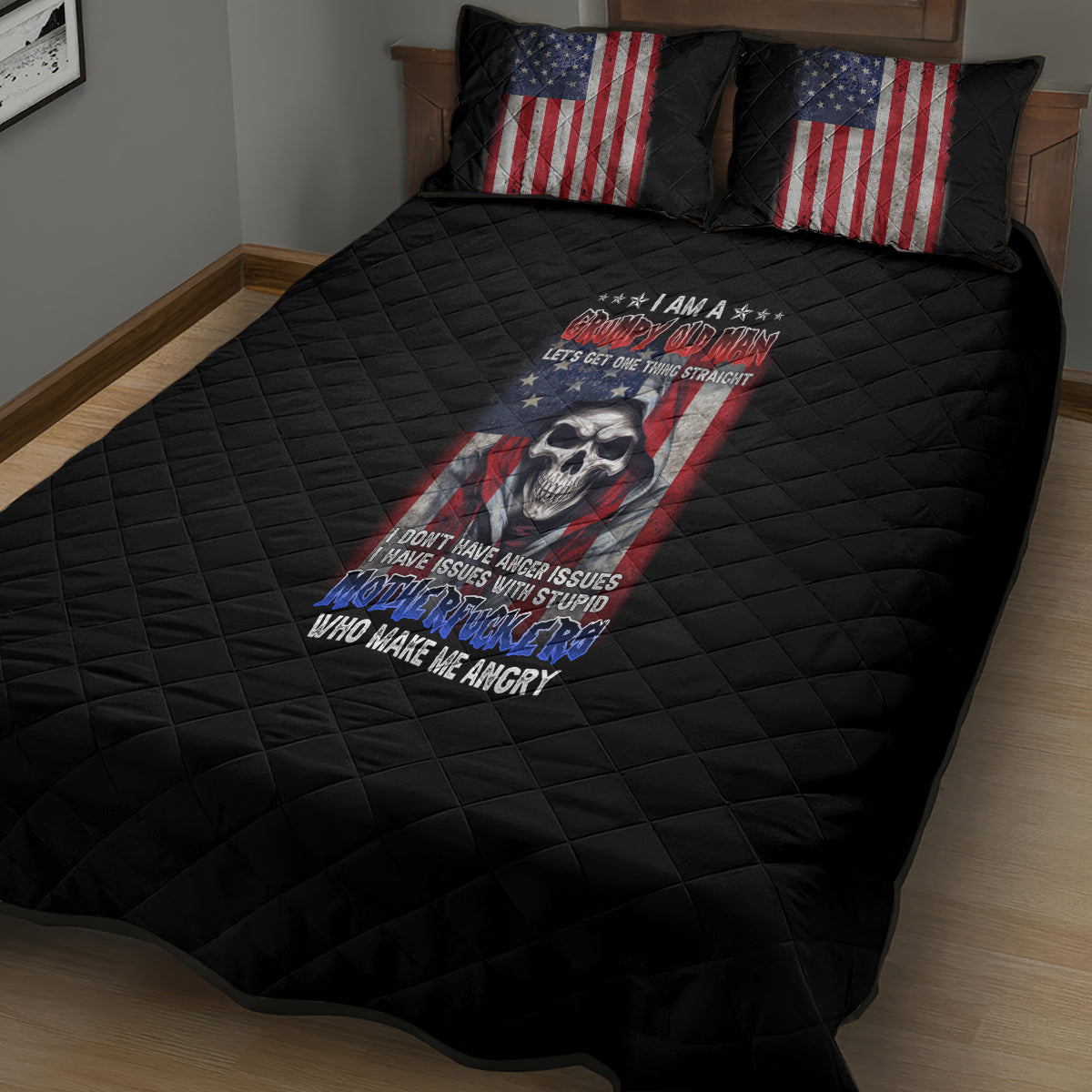 I Am A Grumpy Old Man Quilt Bed Set - Wonder Print Shop