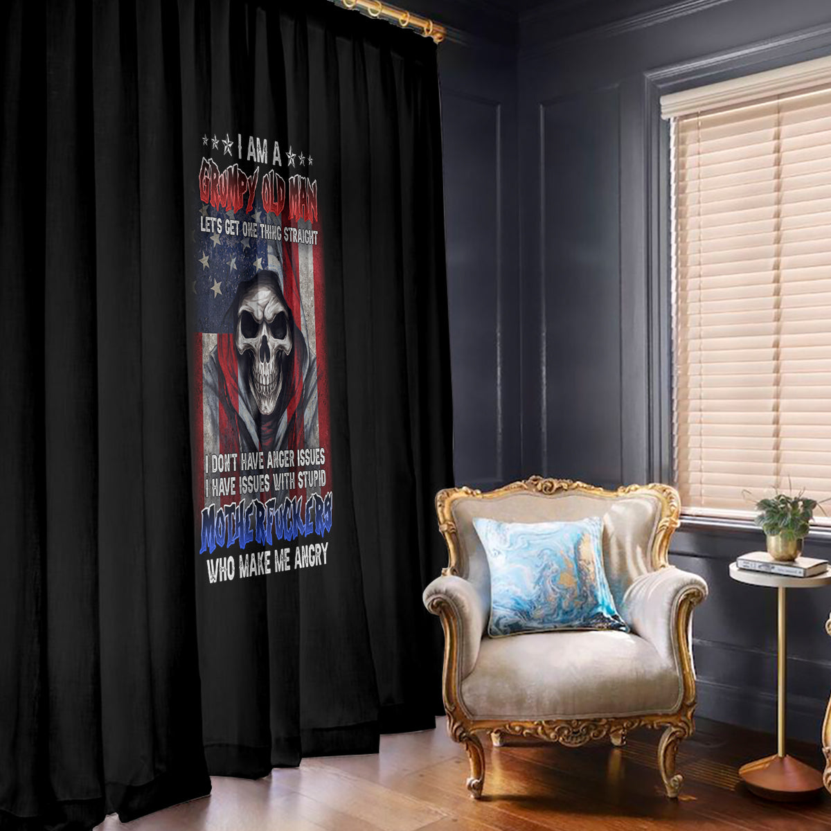 I Am A Grumpy Old Man Window Curtain - Wonder Print Shop