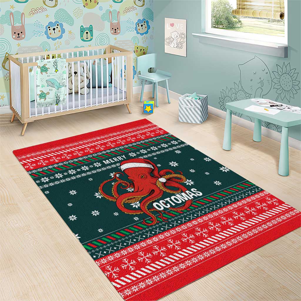 Merry Octomas Christmas Area Rug Xmas Holiday Patterns - Wonder Print Shop
