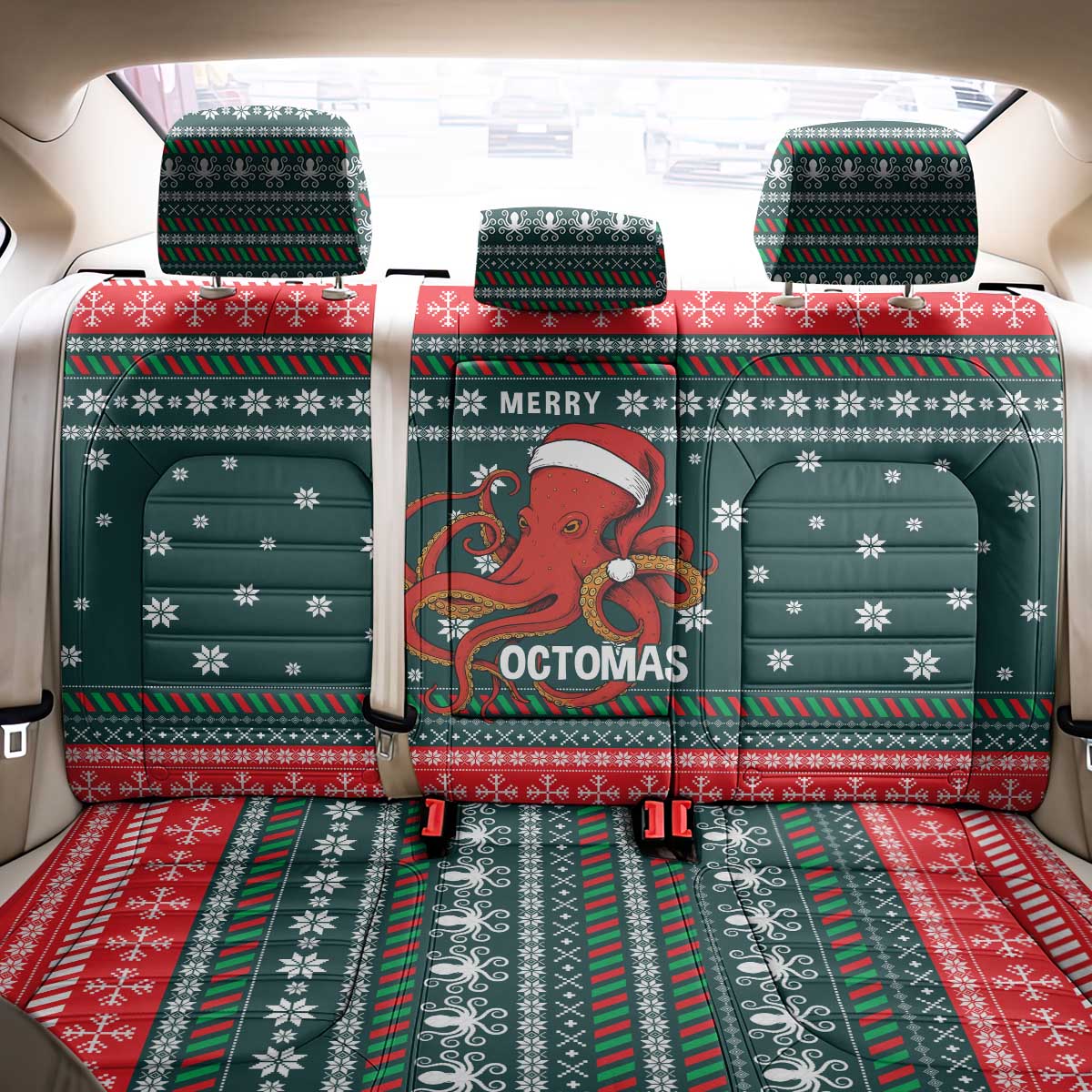 Merry Octomas Christmas Back Car Seat Cover Xmas Holiday Patterns - Wonder Print Shop