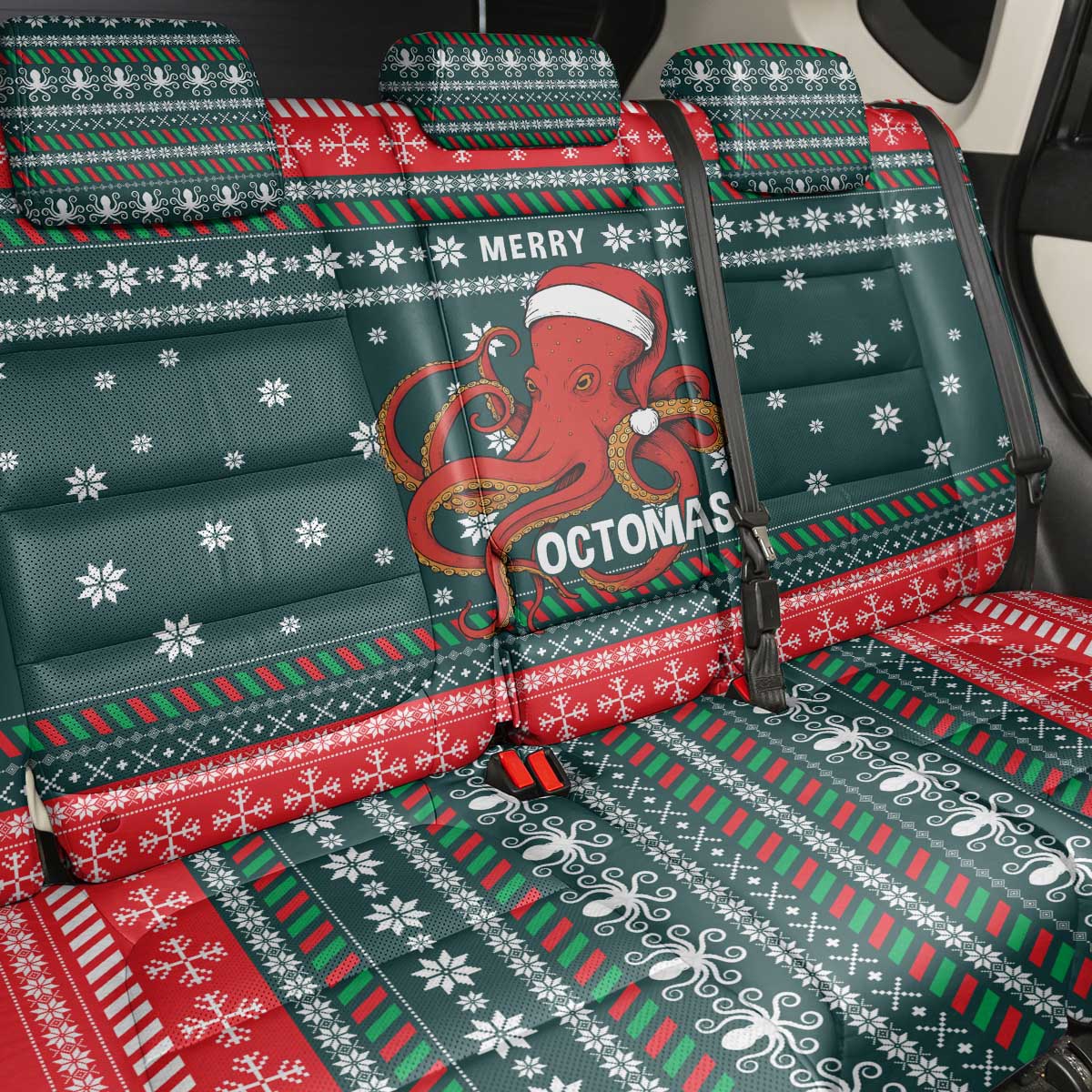 Merry Octomas Christmas Back Car Seat Cover Xmas Holiday Patterns - Wonder Print Shop