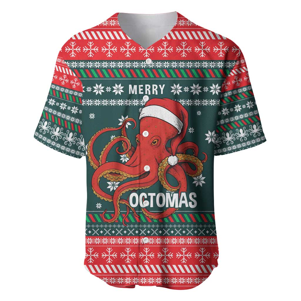 Merry Octomas Christmas Baseball Jersey Xmas Holiday Patterns - Wonder Print Shop