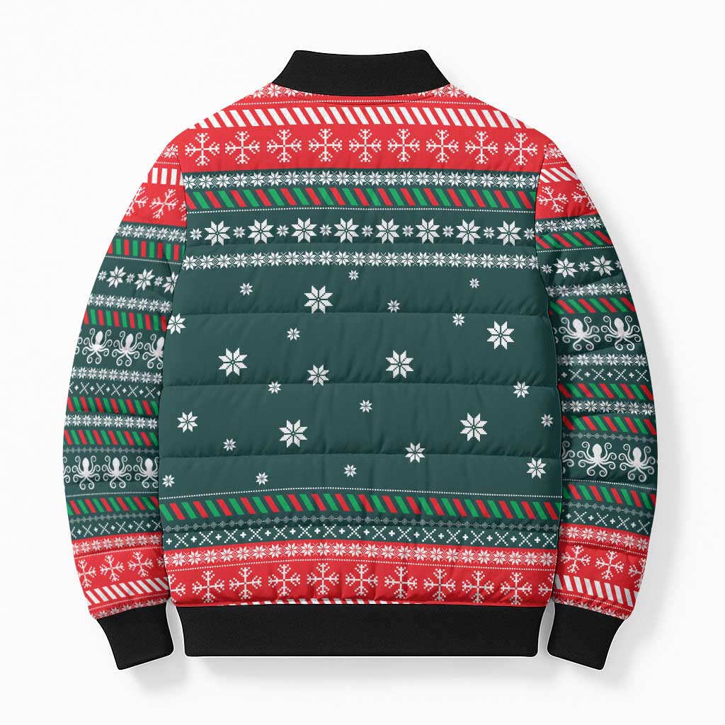 Merry Octomas Christmas Bomber Puffer Jacket Xmas Holiday Patterns - Wonder Print Shop