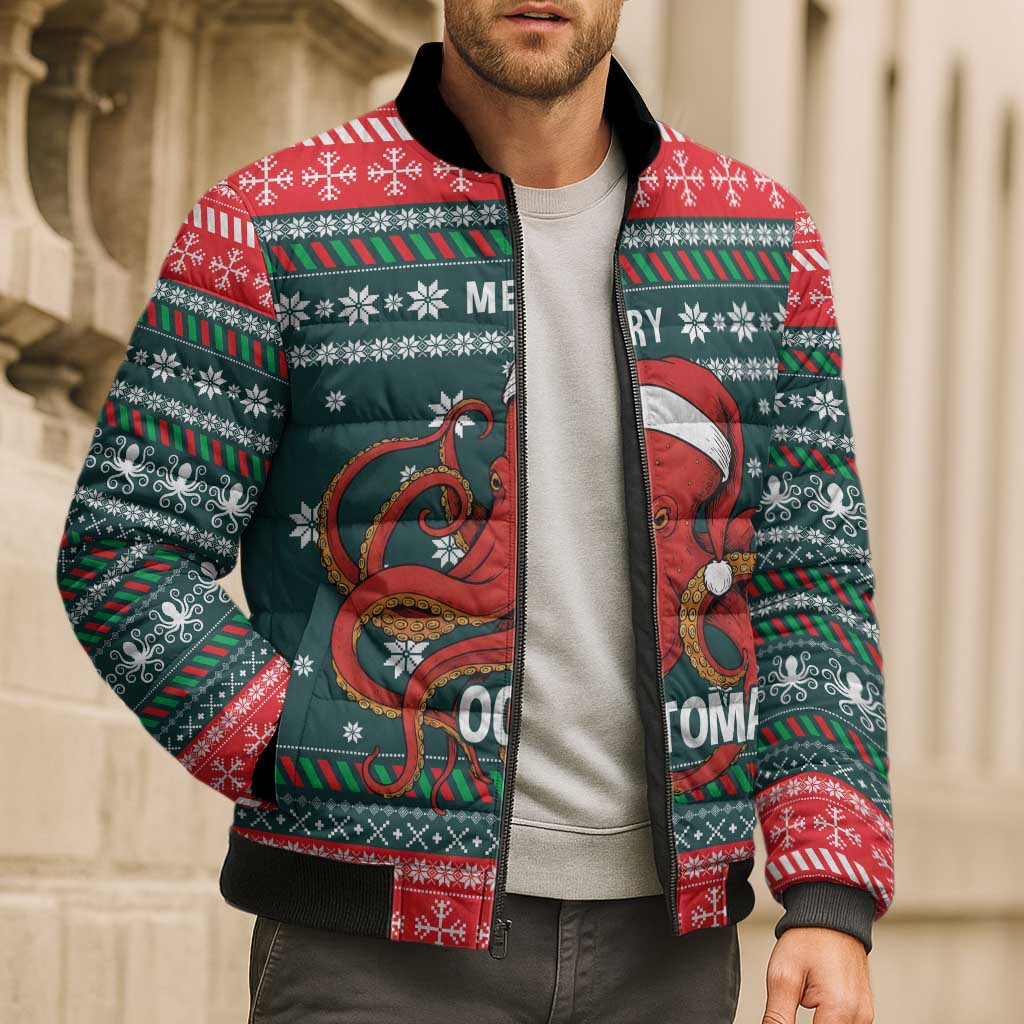 Merry Octomas Christmas Bomber Puffer Jacket Xmas Holiday Patterns - Wonder Print Shop