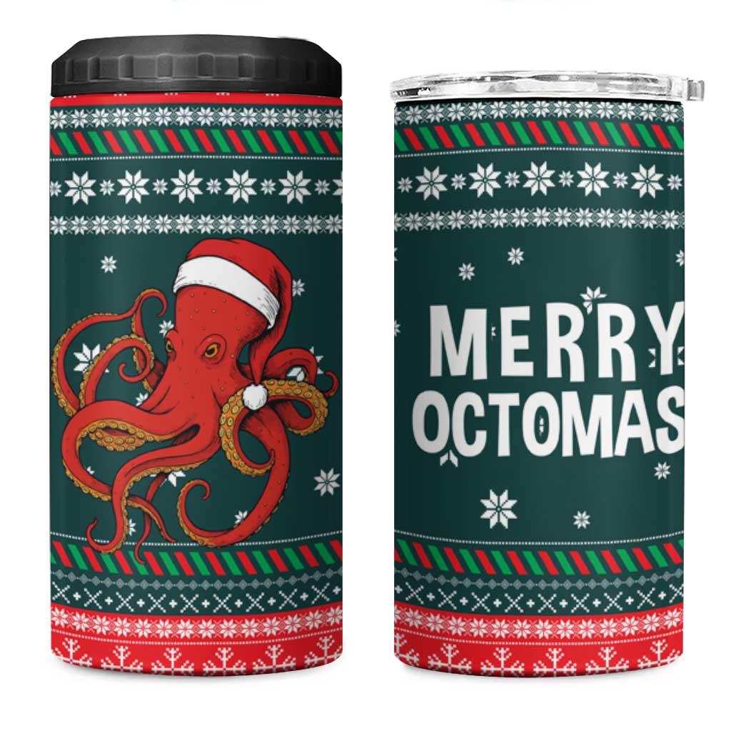 Merry Octomas Christmas 4 in 1 Can Cooler Tumbler Xmas Holiday Patterns - Wonder Print Shop