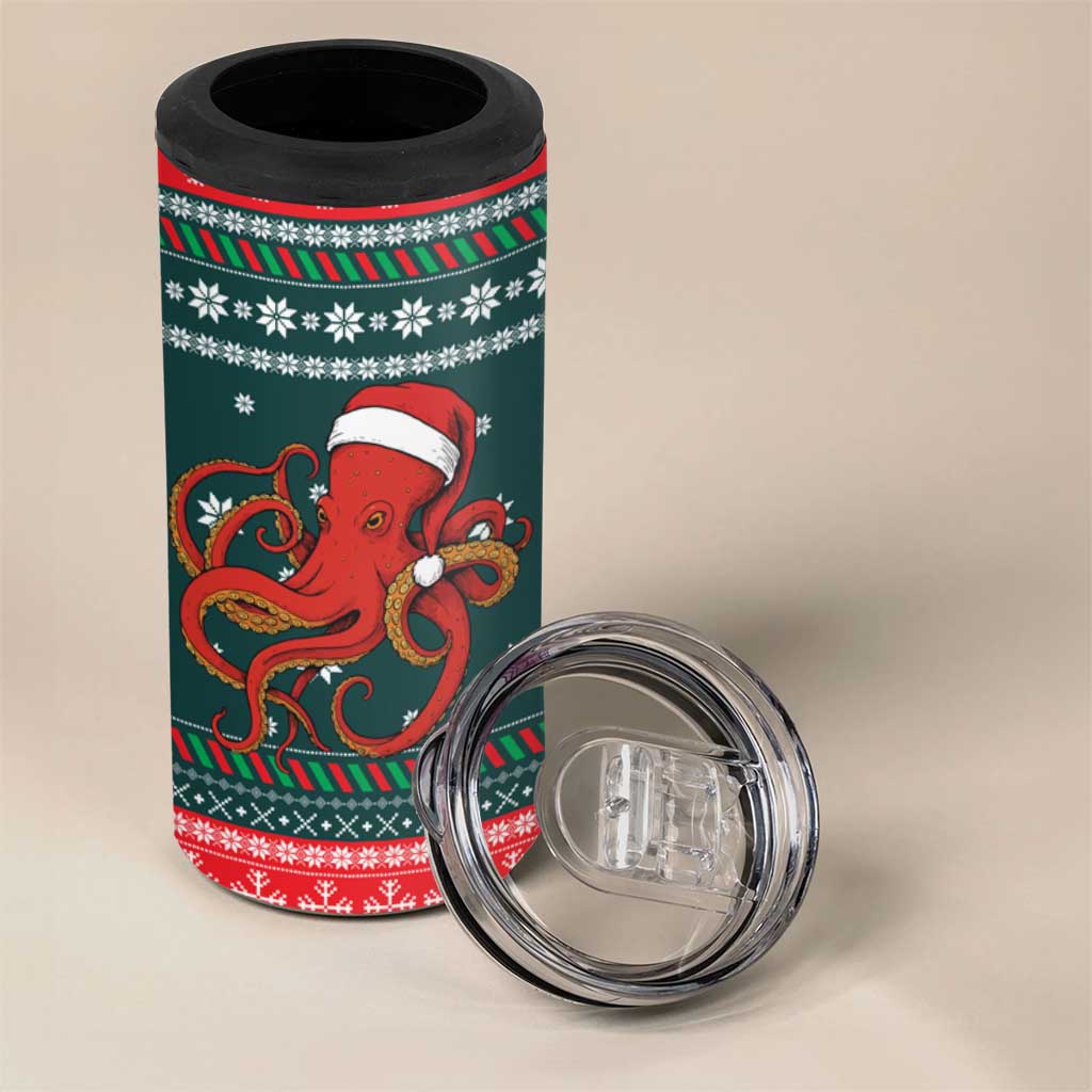Merry Octomas Christmas 4 in 1 Can Cooler Tumbler Xmas Holiday Patterns - Wonder Print Shop