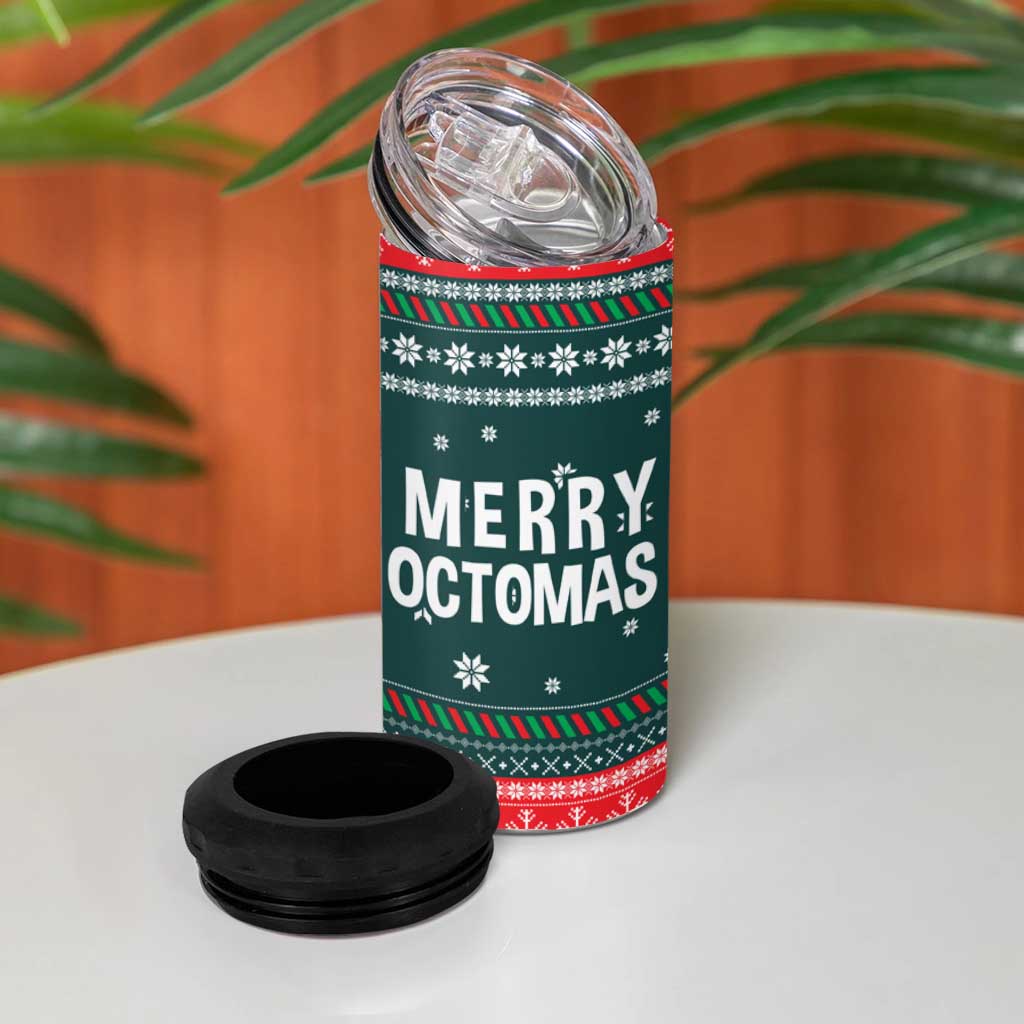 Merry Octomas Christmas 4 in 1 Can Cooler Tumbler Xmas Holiday Patterns - Wonder Print Shop