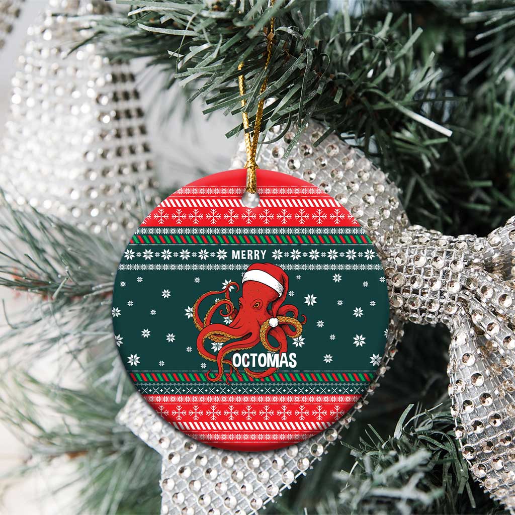 Merry Octomas Christmas Ceramic Ornament Xmas Holiday Patterns - Wonder Print Shop