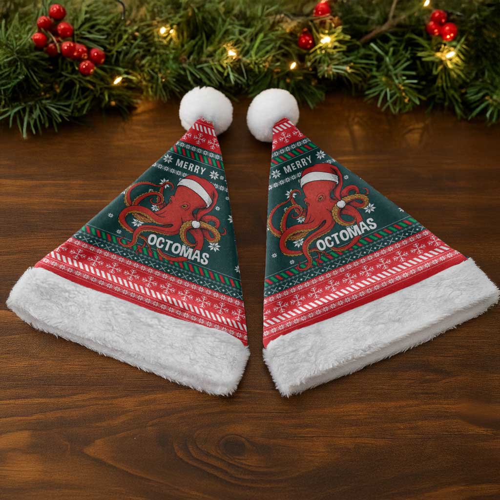 Merry Octomas Christmas Santa Hat Xmas Holiday Patterns - Wonder Print Shop