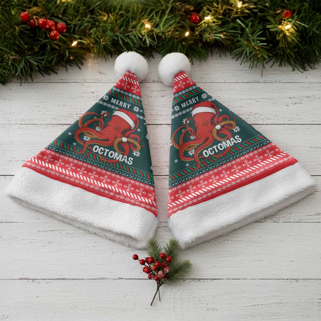 Merry Octomas Christmas Santa Hat Xmas Holiday Patterns - Wonder Print Shop