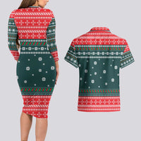 Merry Octomas Christmas Couples Matching Long Sleeve Bodycon Dress and Hawaiian Shirt Xmas Holiday Patterns - Wonder Print Shop