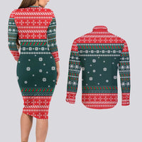 Merry Octomas Christmas Couples Matching Long Sleeve Bodycon Dress and Long Sleeve Button Shirt Xmas Holiday Patterns - Wonder Print Shop