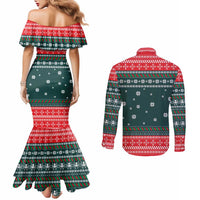 Merry Octomas Christmas Couples Matching Mermaid Dress and Long Sleeve Button Shirt Xmas Holiday Patterns - Wonder Print Shop