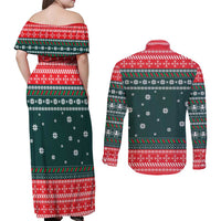 Merry Octomas Christmas Couples Matching Off Shoulder Maxi Dress and Long Sleeve Button Shirt Xmas Holiday Patterns - Wonder Print Shop
